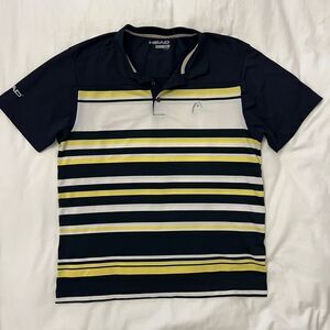 HEAD Tennis Golf Performance Polo Navy Yellow Striped Men’s Large